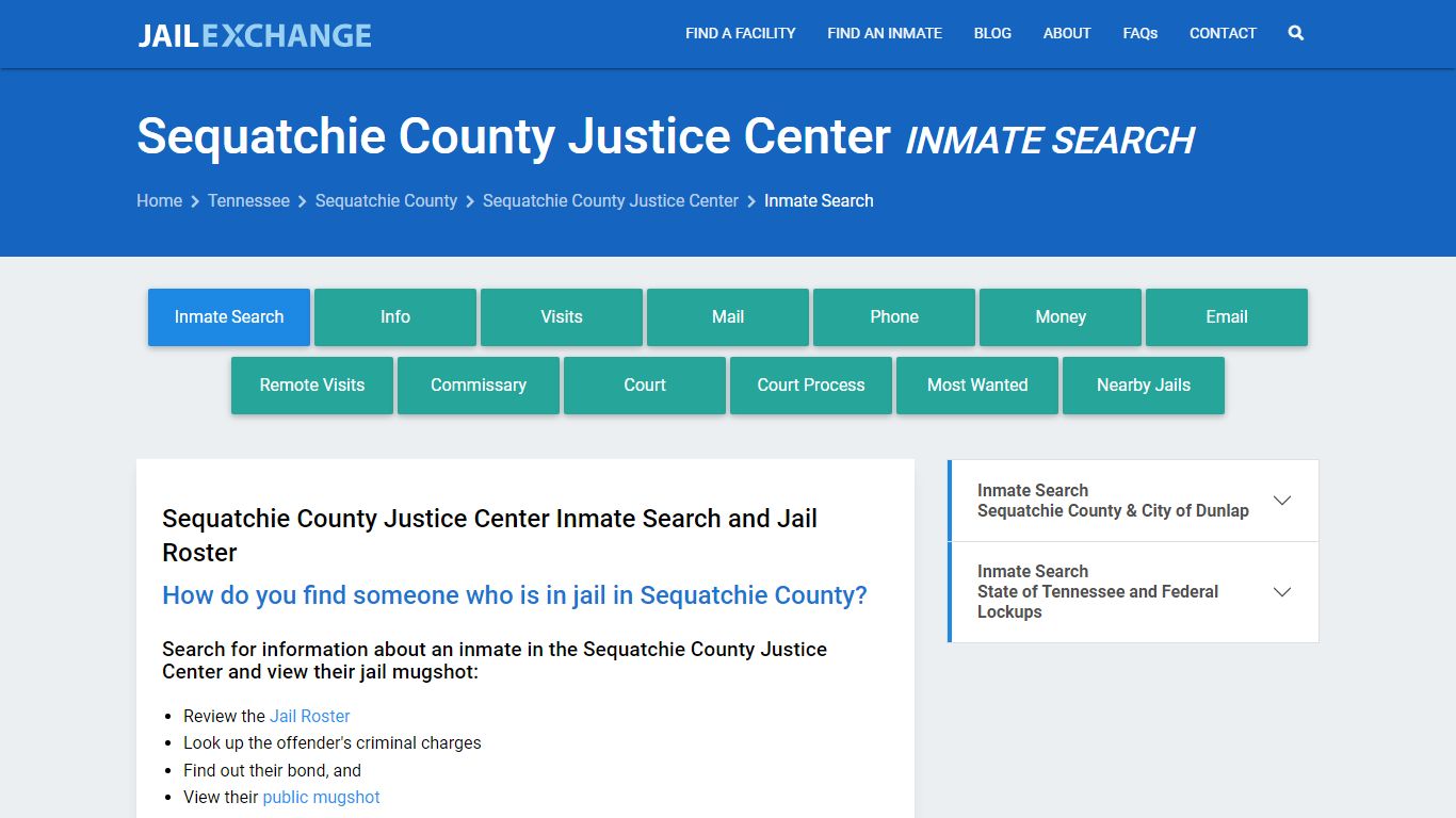 Sequatchie County Justice Center Inmate Search - Jail Exchange